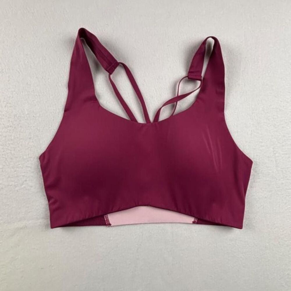 Move Theory Burgundy Strappy Sports Bra Women's Small Medium Support